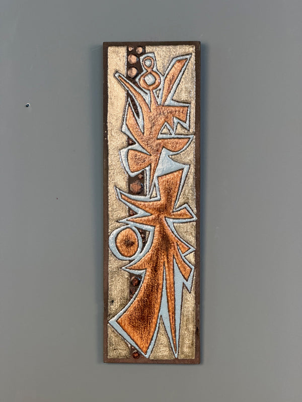 Jean Jaffeaux Vintage Wall Ceramic Art 1960s Copper Ceramic