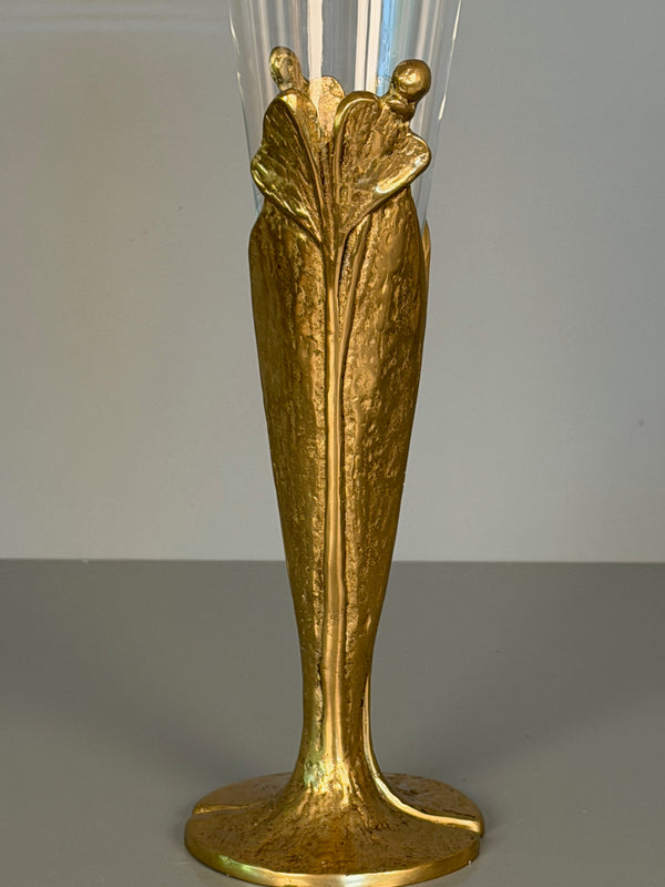 Vintage Soliflore Art Nouveau Vase Bronze and Glass 1920s 1930s - Image 2