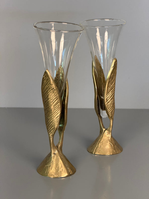 Vintage Solifleur Art Nouveau Vase Bronze and Glass 1920s 1930s - Image 3