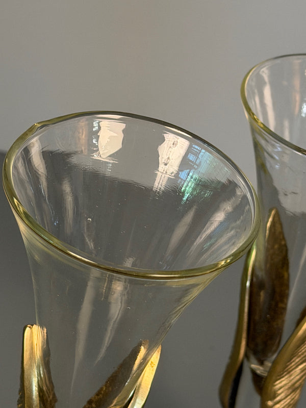 Vintage Solifleur Art Nouveau Vase Bronze and Glass 1920s 1930s - Image 7