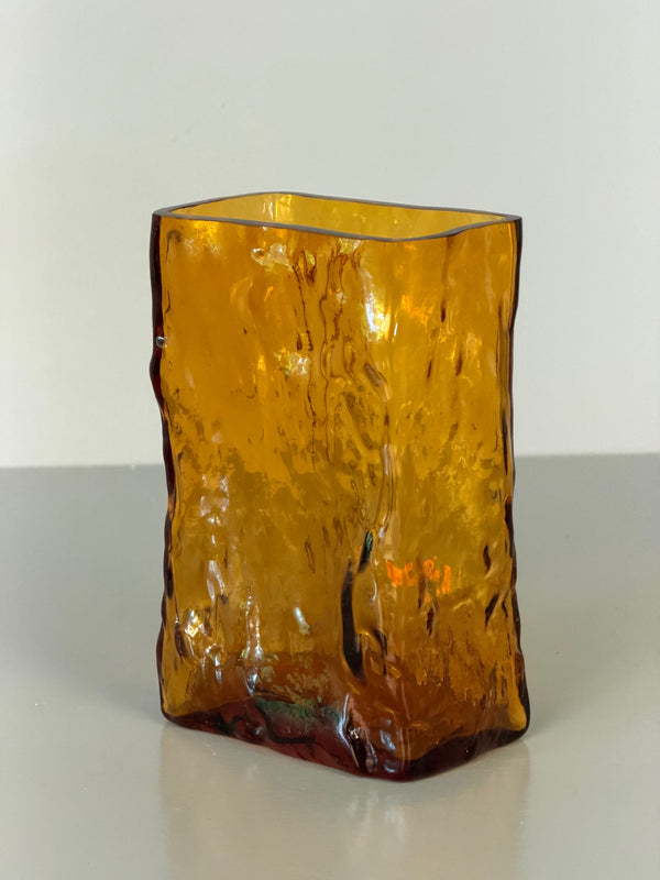 Sarnen Swiss Crystal Glass Vase 1960s Amber Glass - Image 5
