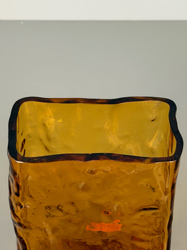 Sarnen Swiss Crystal Glass Vase 1960s Amber Glass - Image 6