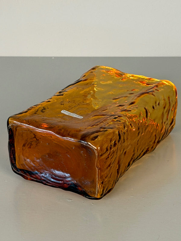 Sarnen Swiss Crystal Glass Vase 1960s Amber Glass - Image 9