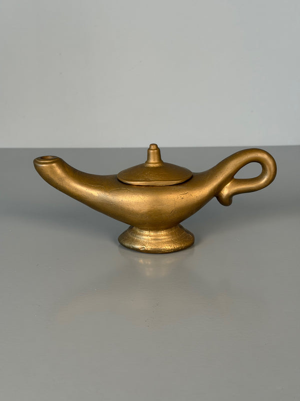 Vintage Brass Aladdin Oil Lamp 1970s Gold Metal