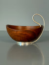 Grasoli Italy Bowl 1960s Brown Silver Wood Metal