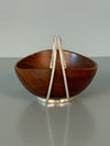 Grasoli Italy Bowl 1960s Brown Silver Wood Metal - Image 5