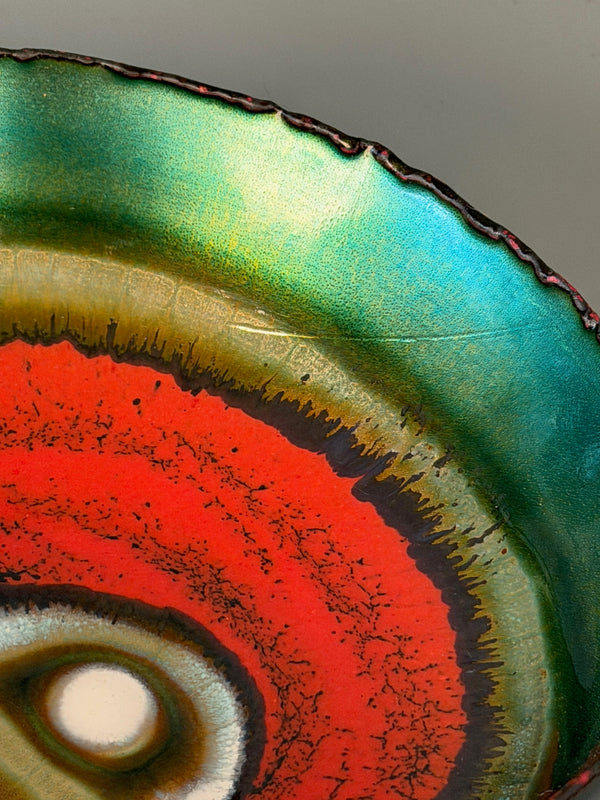 rame d'arte laurana Bowl 1960s Teal Red Enamel - Image 6