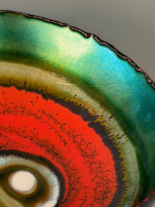 rame d'arte laurana Bowl 1960s Teal Red Enamel - Image 7