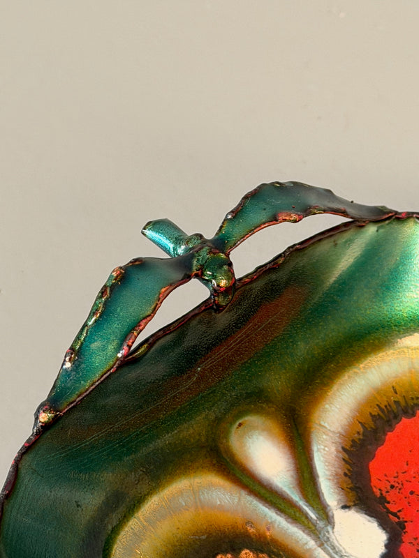 rame d'arte laurana Bowl 1960s Teal Red Enamel - Image 8