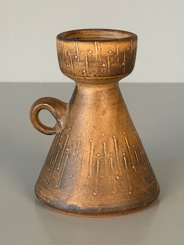 Werkstatt Margarethenhöhe Johannes Leßmann Candle Holder 1960s Brown Terracotta Ceramic - Image 5