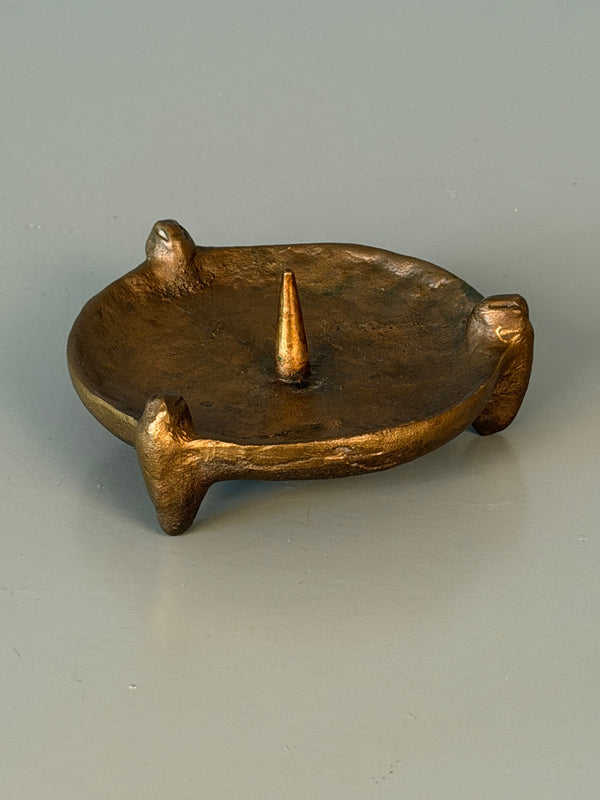 Vintage Bronze Candle Holder Candlestick 1960s Brutalist Mid Century