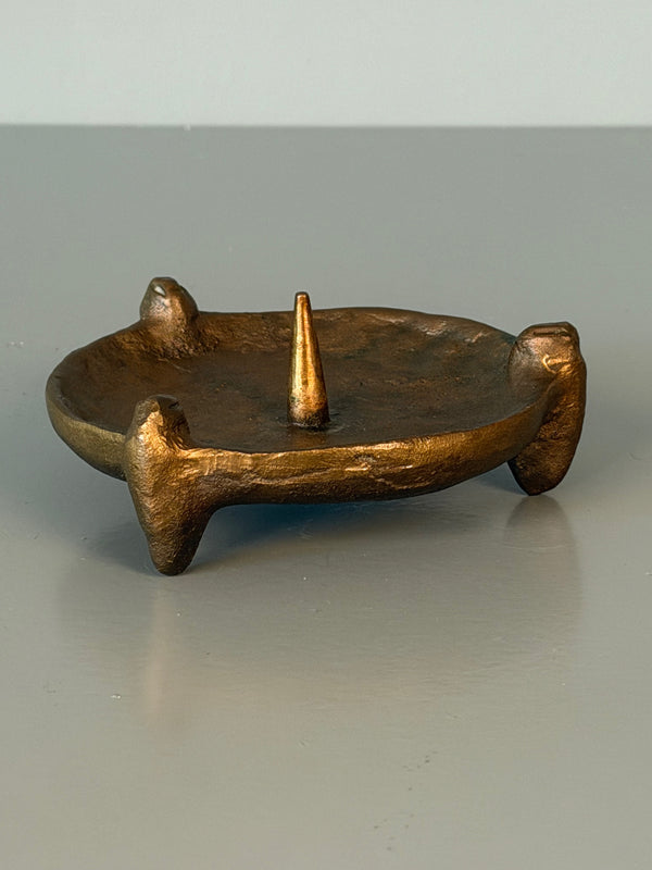 Vintage Bronze Candle Holder Candlestick 1960s Brutalist Mid Century - Image 3