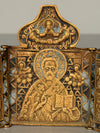 Vintage Travel Icon Altar Brass Triptych Antique Russia Enamel Metal Icon Bronze - Image 5