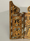 Vintage Travel Icon Altar Brass Triptych Antique Russia Enamel Metal Icon Bronze - Image 6