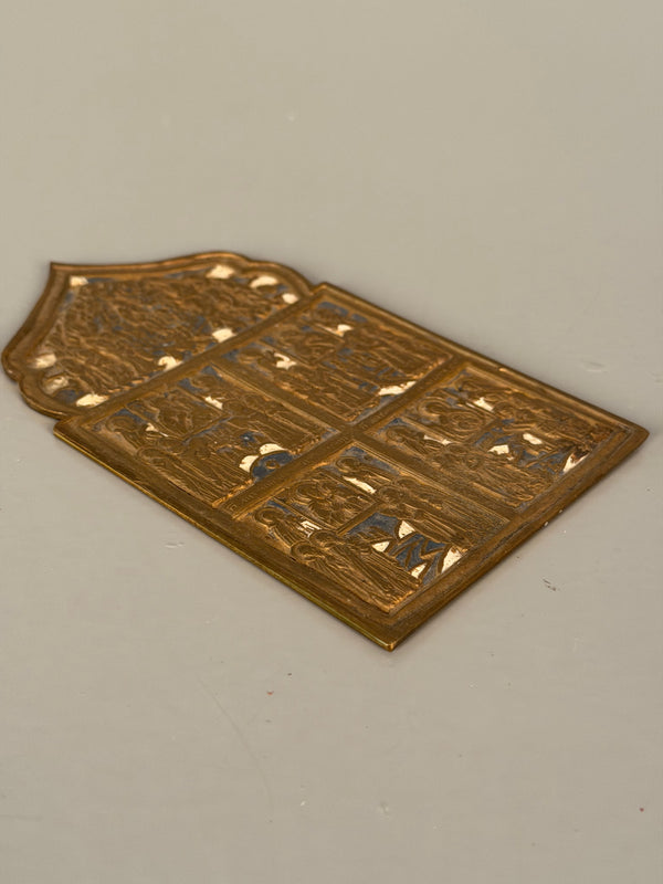 Vintage Travel Icon Travel Altar Russia Antique Brass Bronze Enamel - Image 9