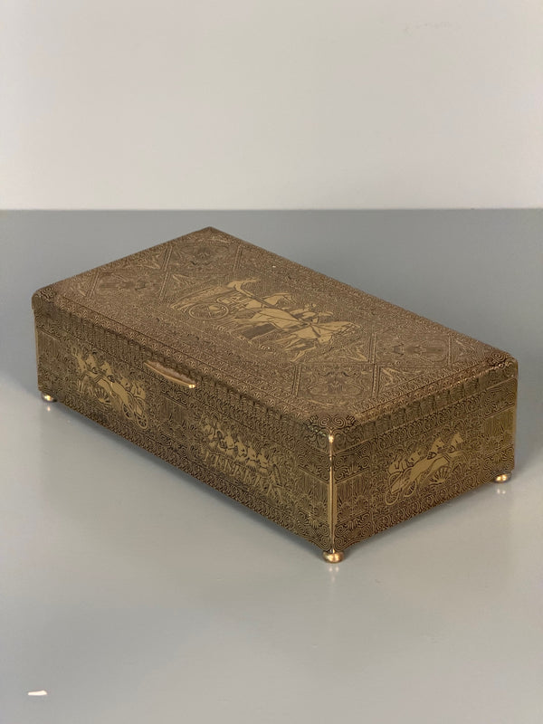 Vintage Brass Box Cigar Case Jewelry Box 1930s - Image 3