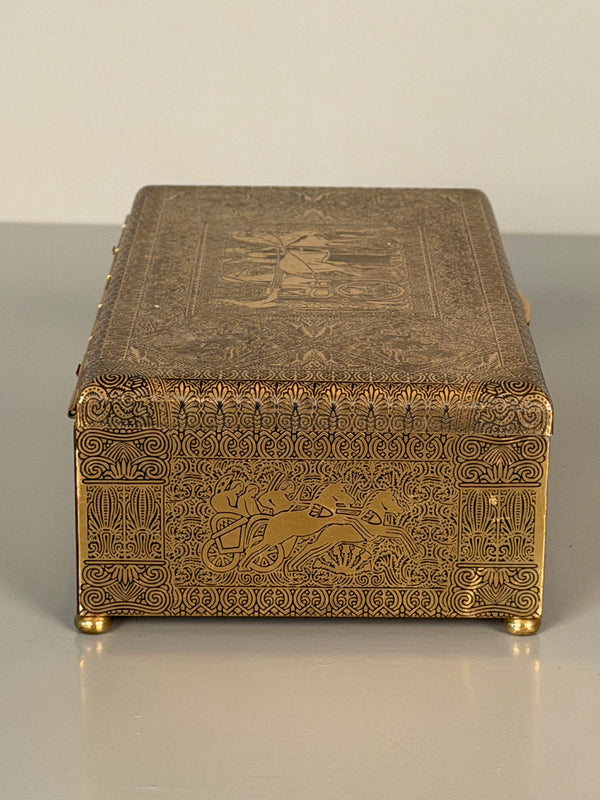 Vintage Brass Box Cigar Case Jewelry Box 1930s - Image 5