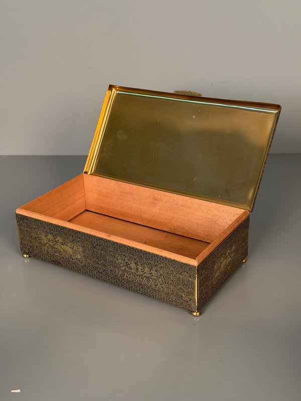 Vintage Brass Box Cigar Case Jewelry Box 1930s - Image 8