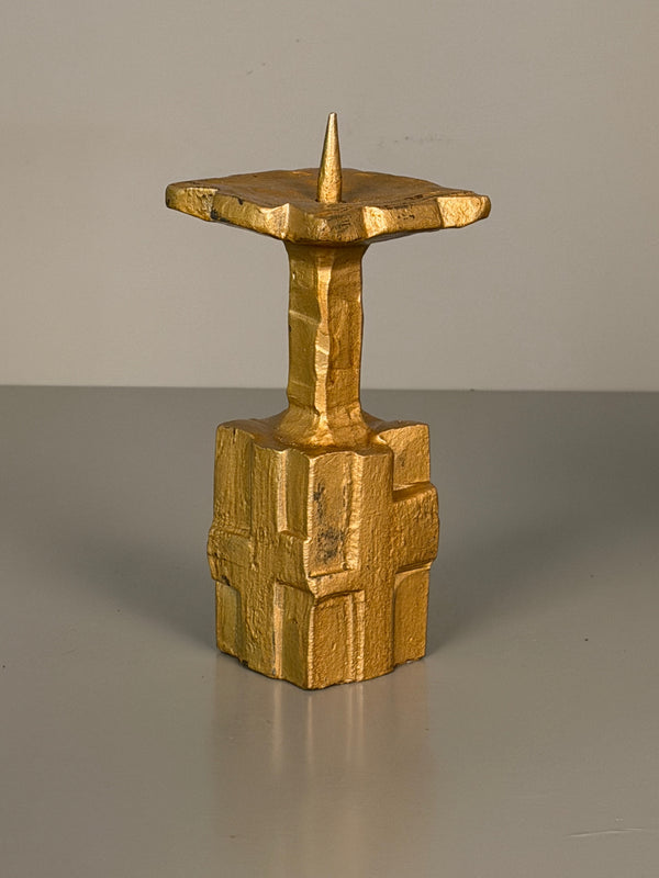 Vintage Candle Holder Massive Candle Holder 1960s Brutalist Bronze - Image 2