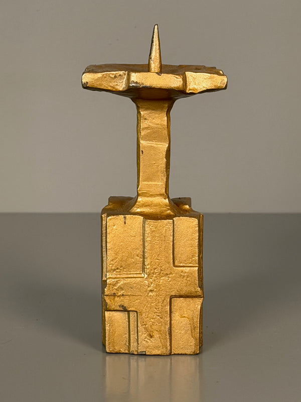 Vintage Candle Holder Massive Candle Holder 1960s Brutalist Bronze - Image 3