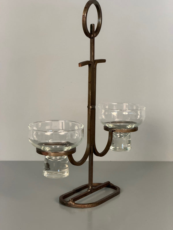 Vintage Candle Holder Pair Scandinavian Iron 1960s - Image 4