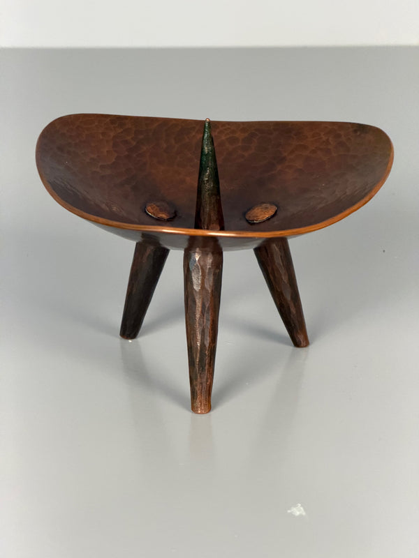 Vintage Copper Candleholder Tripod Massive Brutalist Mid Century 1960s Candle Holder - Image 2