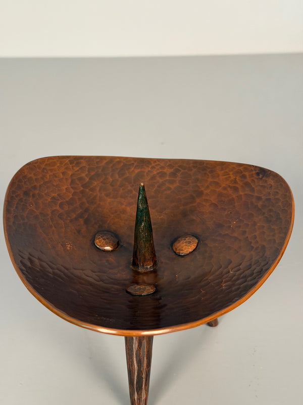 Vintage Copper Candleholder Tripod Massive Brutalist Mid Century 1960s Candle Holder - Image 4