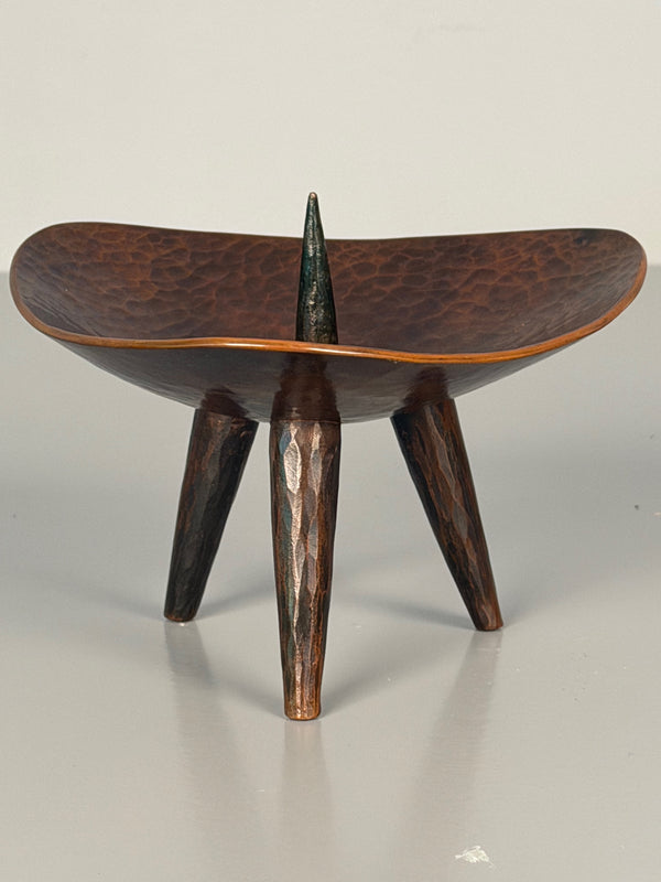 Vintage Copper Candleholder Tripod Massive Brutalist Mid Century 1960s Candle Holder - Image 5