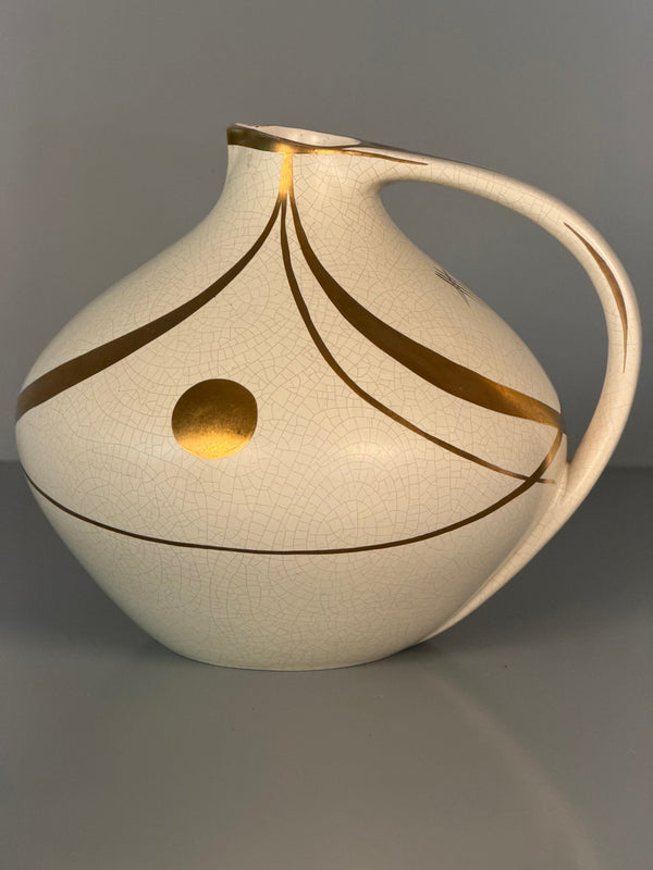 Vintage Ruscha Handle Vase Jug Ceramic Model 315 1960s Cream Gold - Image 2