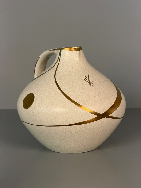 Vintage Ruscha Handle Vase Jug Ceramic Model 315 1960s Cream Gold - Image 5