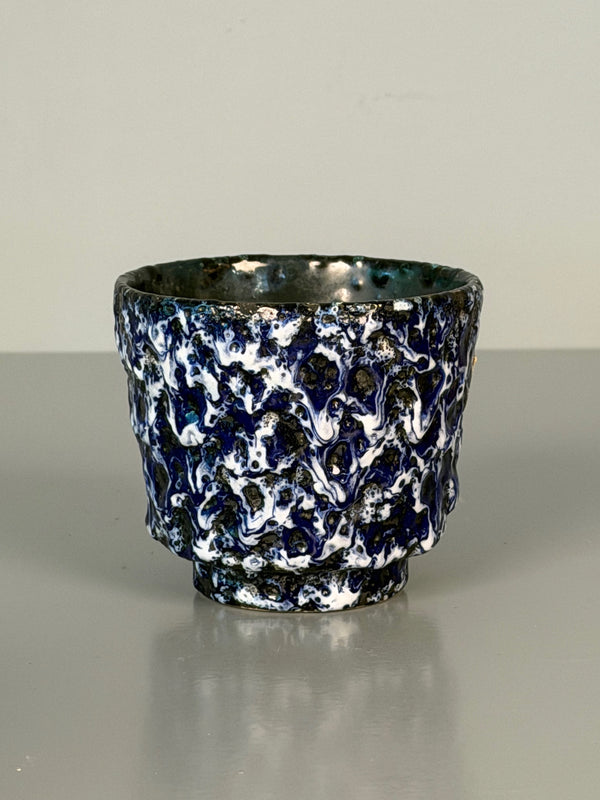 ES Keramik Vintage Planter Fat Lava 60s Blue White Ceramic - Image 4