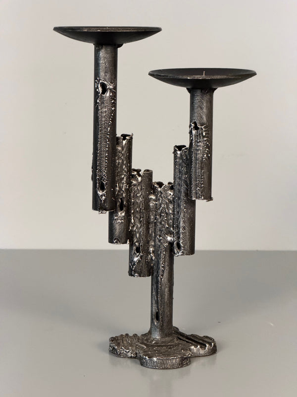 Vintage Candleholder Brutalist Mid Century 1960s Iron Wrought Iron - Image 3
