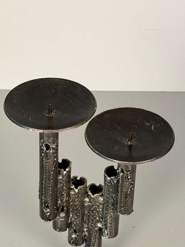 Vintage Candleholder Brutalist Mid Century 1960s Iron Wrought Iron - Image 4