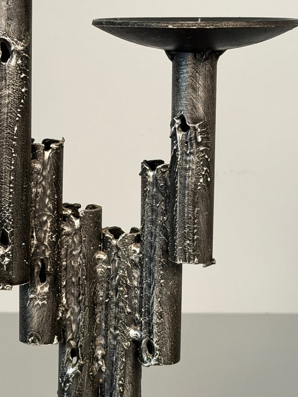 Vintage Candleholder Brutalist Mid Century 1960s Iron Wrought Iron - Image 5