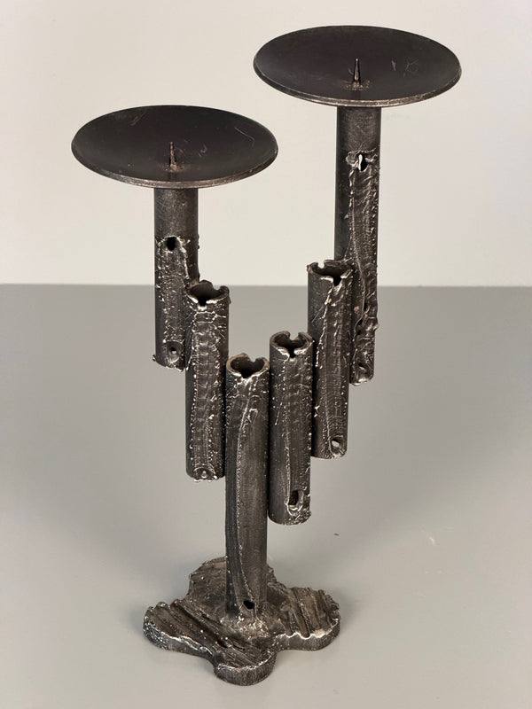 Vintage Candleholder Brutalist Mid Century 1960s Iron Wrought Iron - Image 8