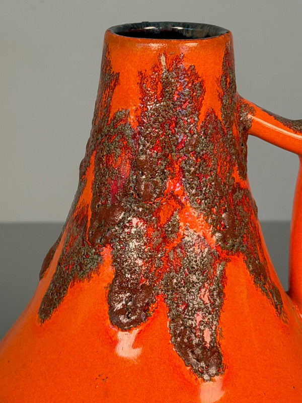 Jopeko Vase Vintage WGP Fat Lava Handle Vase 60s 70s Orange Ceramic - Image 5