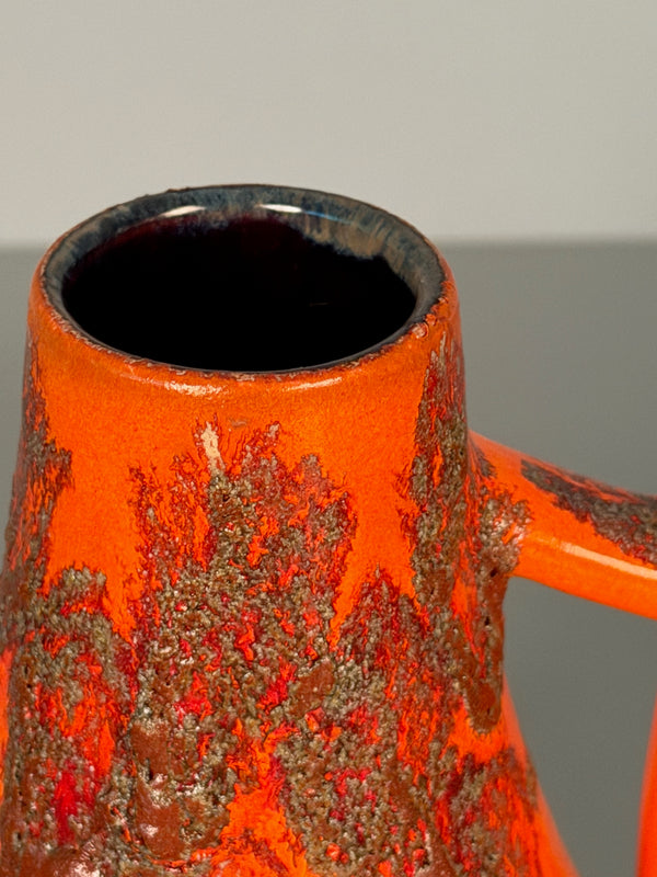 Jopeko Vase Vintage WGP Fat Lava Handle Vase 60s 70s Orange Ceramic - Image 7