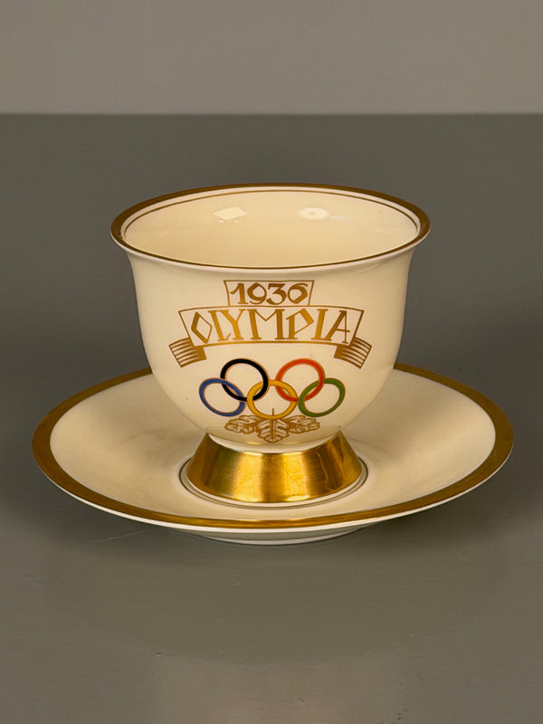 Tuppack Tiefenfurt Cup and Saucer Olympic Games 1936 Porcelain Gold Trim