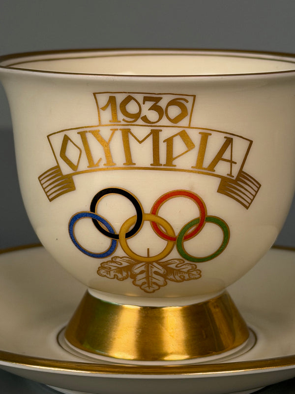 Tuppack Tiefenfurt Cup and Saucer Olympic Games 1936 Porcelain Gold Trim - Image 9