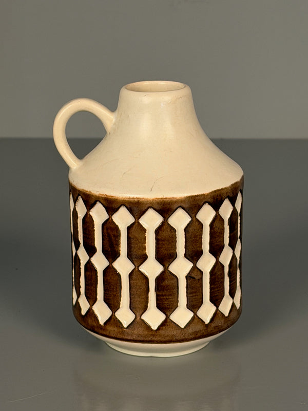 Jasba Vintage Vase Pitcher 1960s Cream Brown Ceramic
