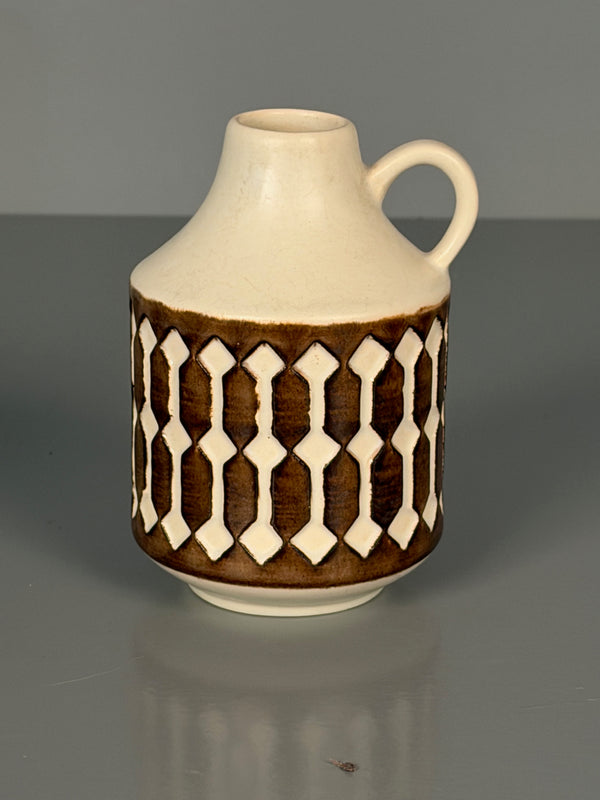 Jasba Vintage Vase Pitcher 1960s Cream Brown Ceramic - Image 2