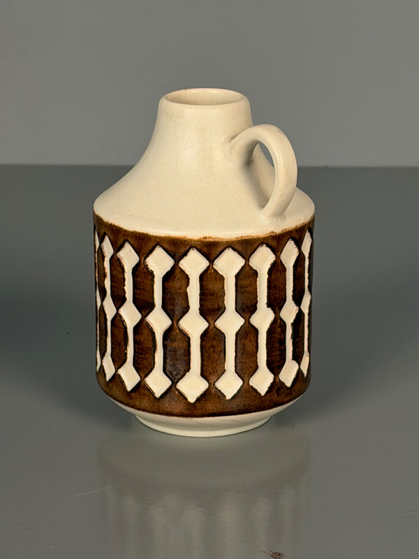 Jasba Vintage Vase Pitcher 1960s Cream Brown Ceramic - Image 3