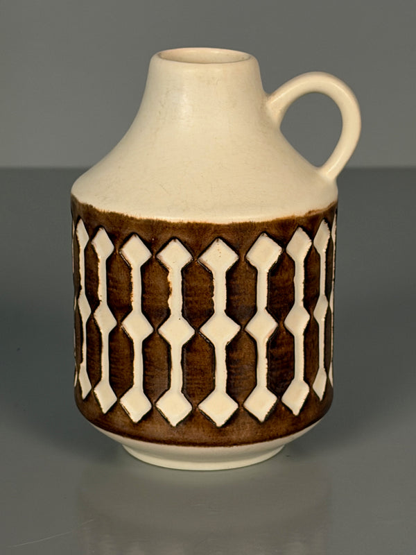 Jasba Vintage Vase Pitcher 1960s Cream Brown Ceramic - Image 4