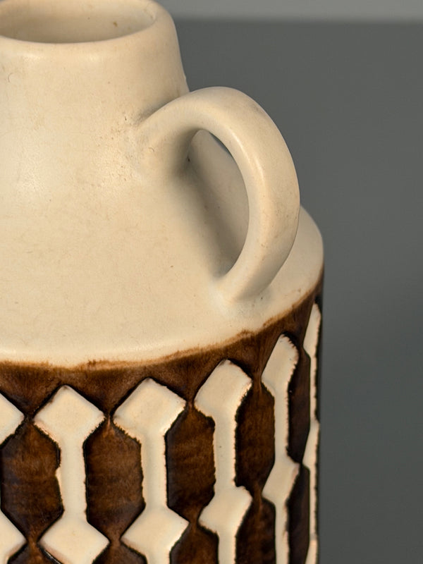 Jasba Vintage Vase Pitcher 1960s Cream Brown Ceramic - Image 6