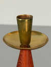 Vintage Candlestick Teak and Brass 1960s Scandinavian - Image 3
