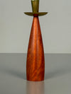Vintage Candlestick Teak and Brass 1960s Scandinavian - Image 6