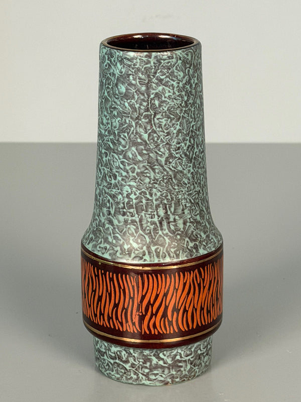Jasba Keramik Vase 152-19 1960s Teal Brown Ceramic