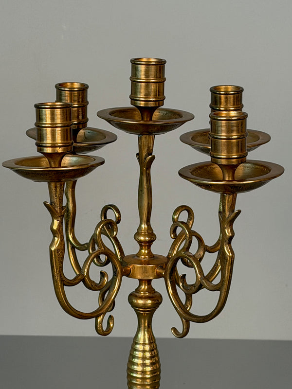 Vintage Massive Brass Candle Holder Candelabra 1960s - Image 3