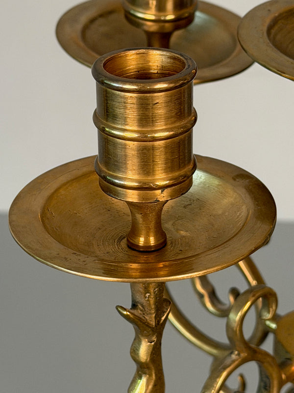 Vintage Massive Brass Candle Holder Candelabra 1960s - Image 5