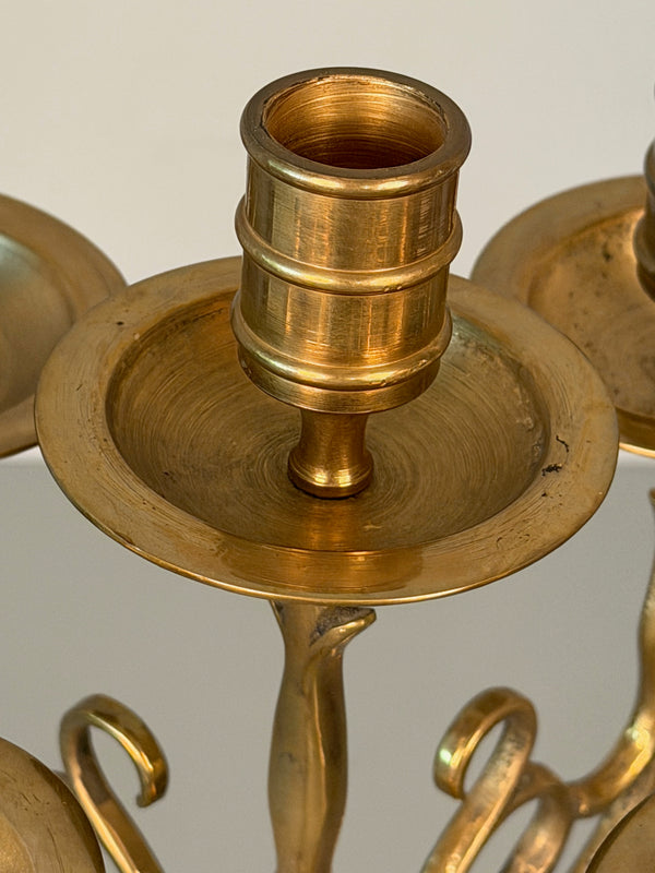 Vintage Massive Brass Candle Holder Candelabra 1960s - Image 6
